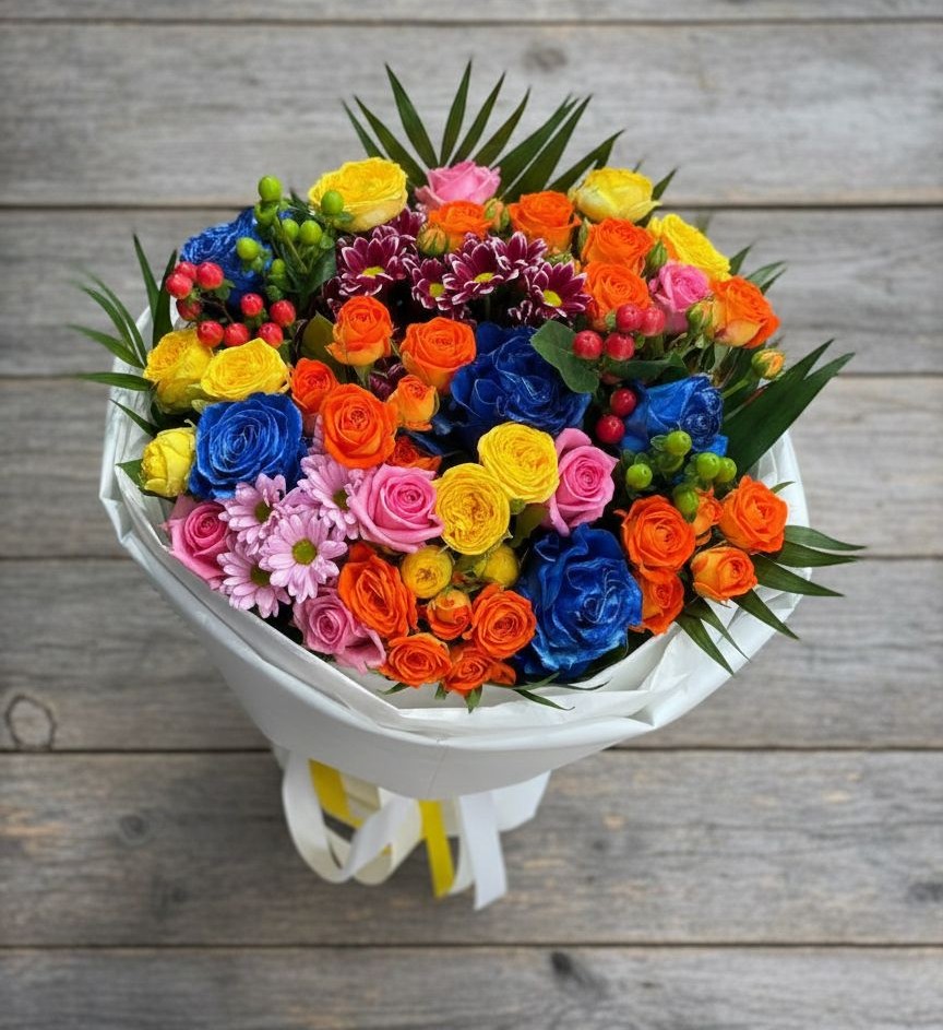 Букет цветов из: Розы и Хризантемы в Бакунино