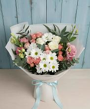 Букет цветов из:  Розы, Лизиантусы и Хризантемы в Бакунино