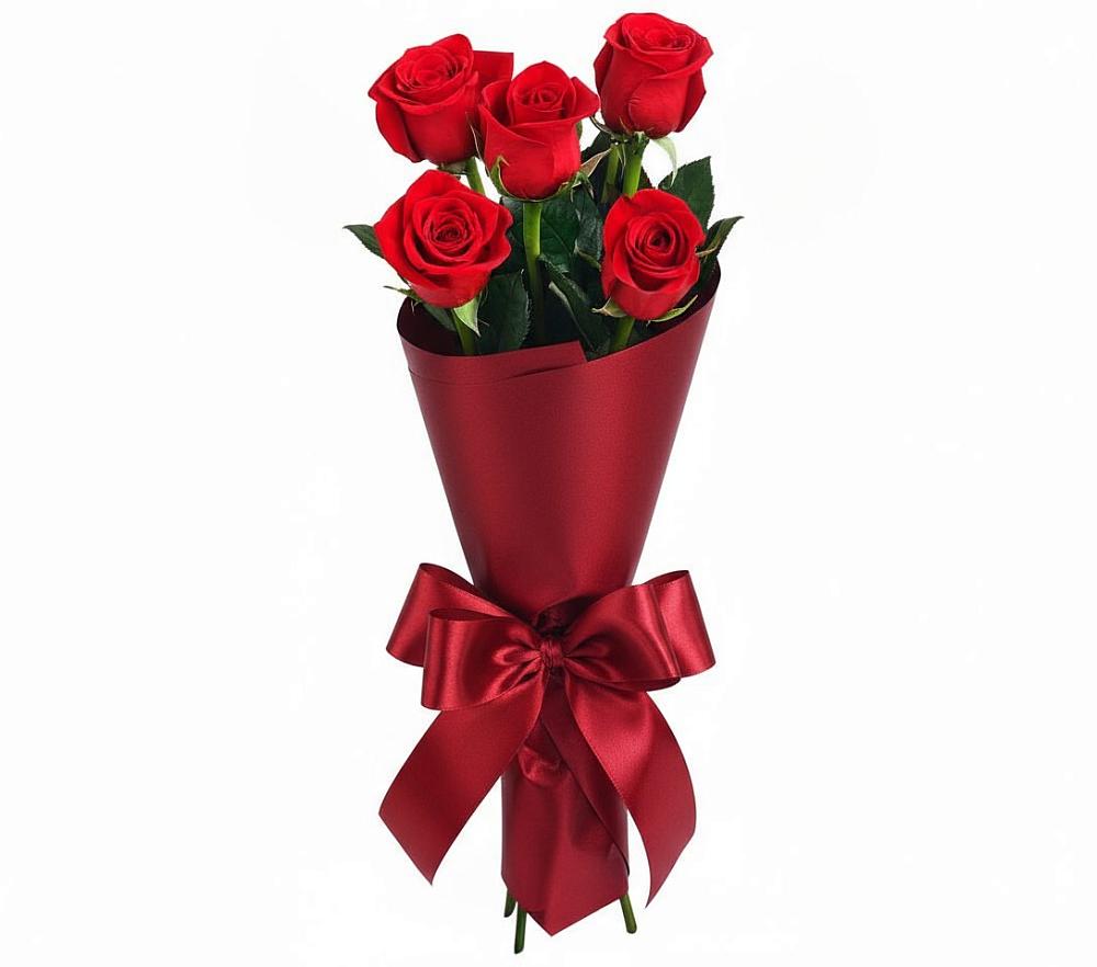 Букет 5 Красных роз Эдлесс Лав в Бакунино
