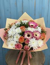 Букет цветов из:  Розы, Герберы и Хризантемы в Бакунино