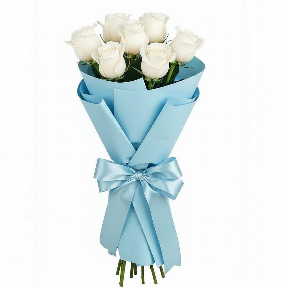 Букет 7 белых роз Проуд в Бакунино