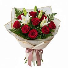 Букет цветов из:  Лилии и Розы #REPLACE_PRED# Бакунино