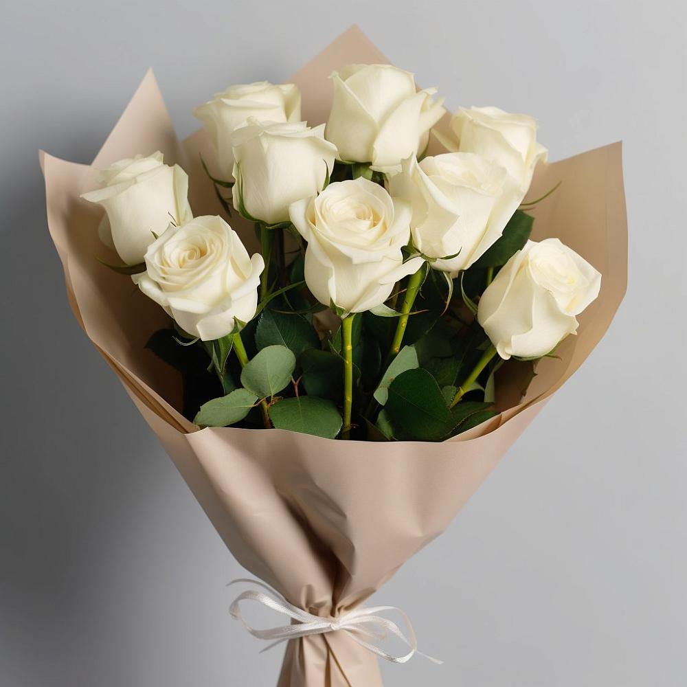 Букет 9 Белых роз Эдлесс Лав в Бакунино