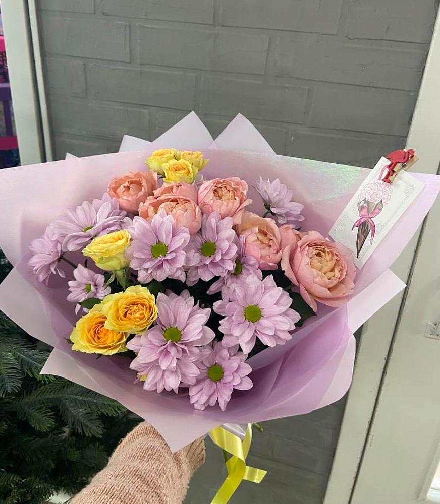 Букет цветов из: Хризантемы и Розы в Бакунино