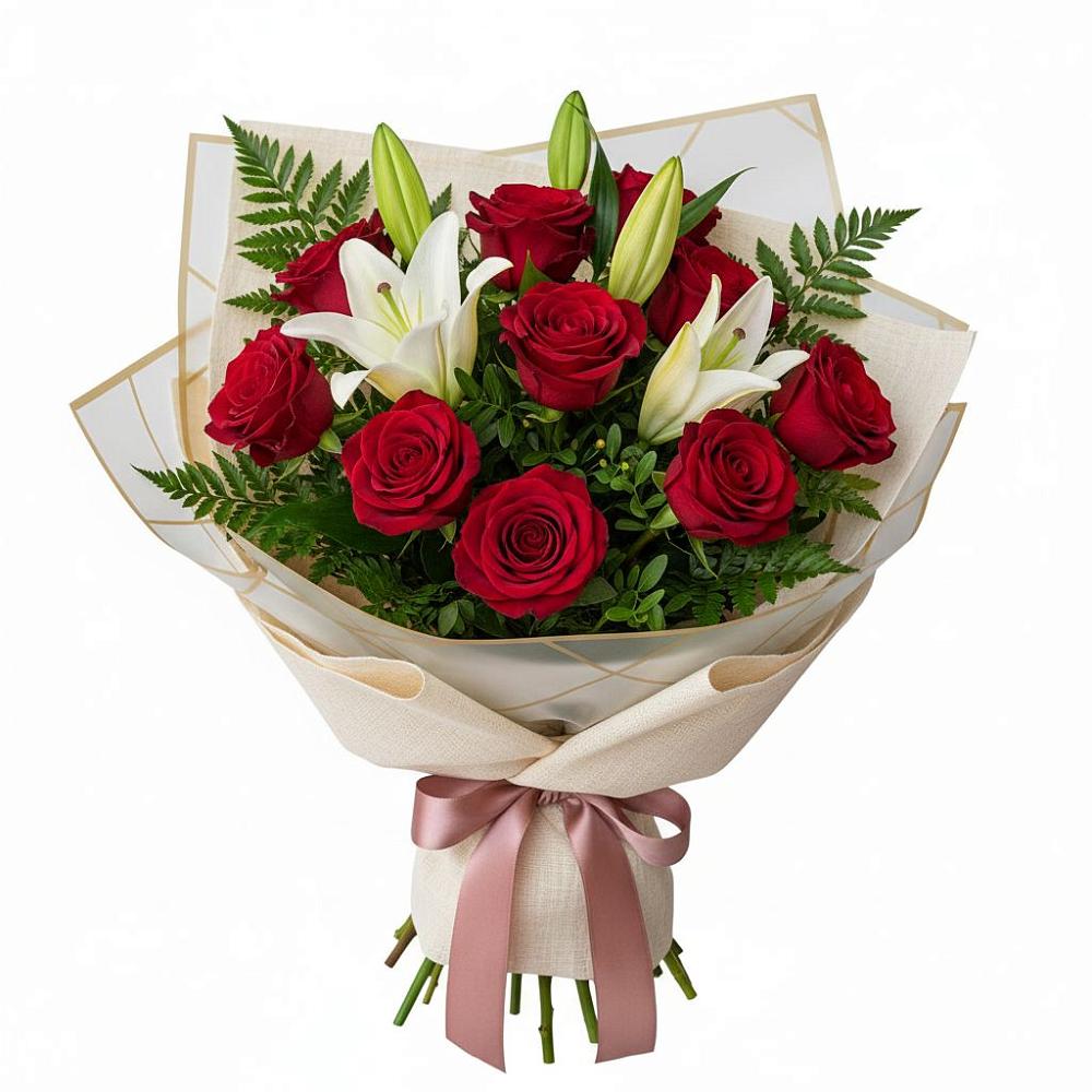 Букет цветов из: Лилии и Розы в Бакунино