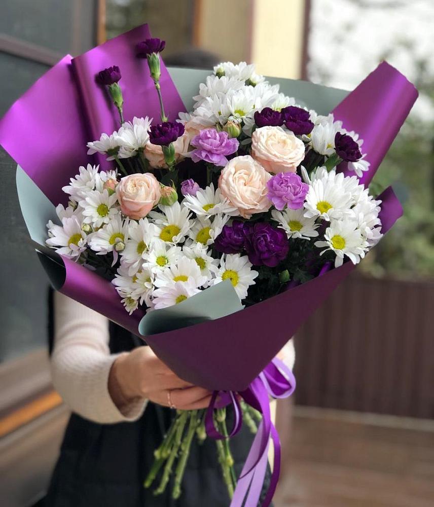 Букет цветов из: Хризантемы, Гвоздики и Розы в Бакунино