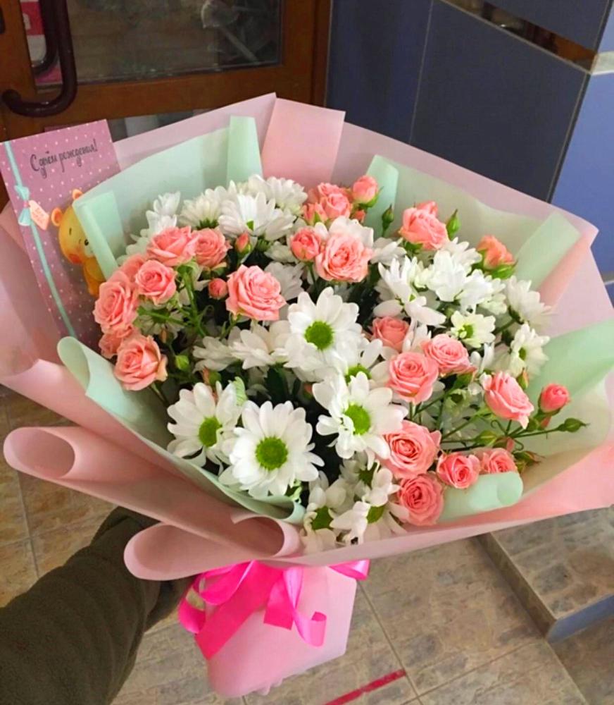 Букет цветов из: Розы и Хризантемы в Бакунино