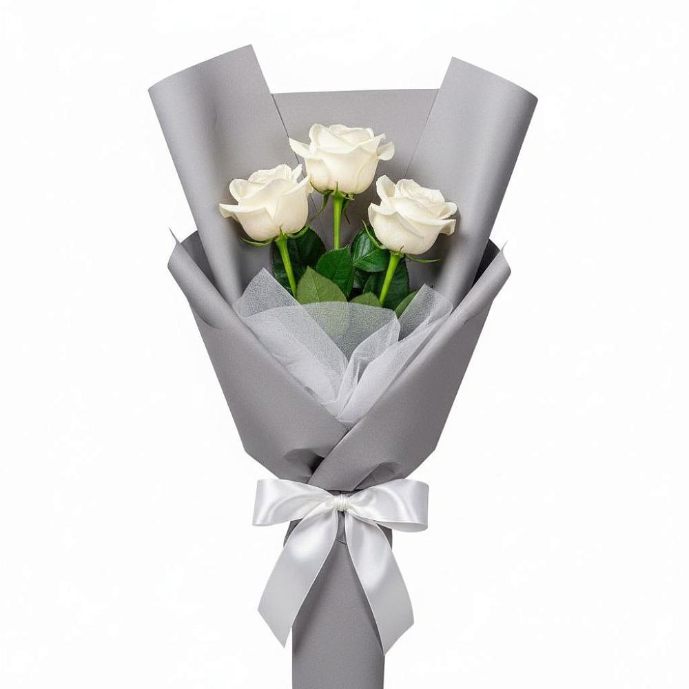 Букет 3 белые розы в Бакунино
