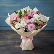 Букет цветов из:  Хризантемы, Альстромерии и Розы в Бакунино