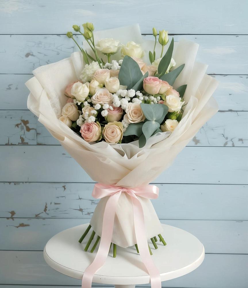 Букет цветов из: Розы и Лизиантусы в Бакунино