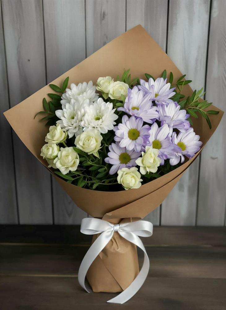 Букет цветов из: Хризантемы и Розы в Бакунино